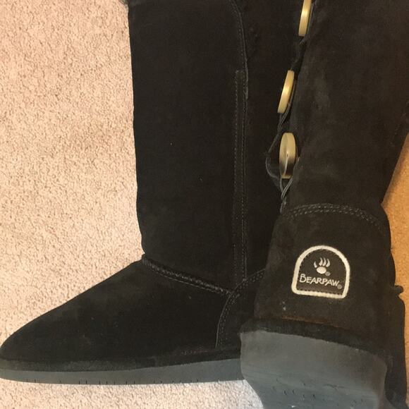 Bear Paw Black Outer Suede Boot with Sheepskin Inner. 9 - Picture 2 of 5